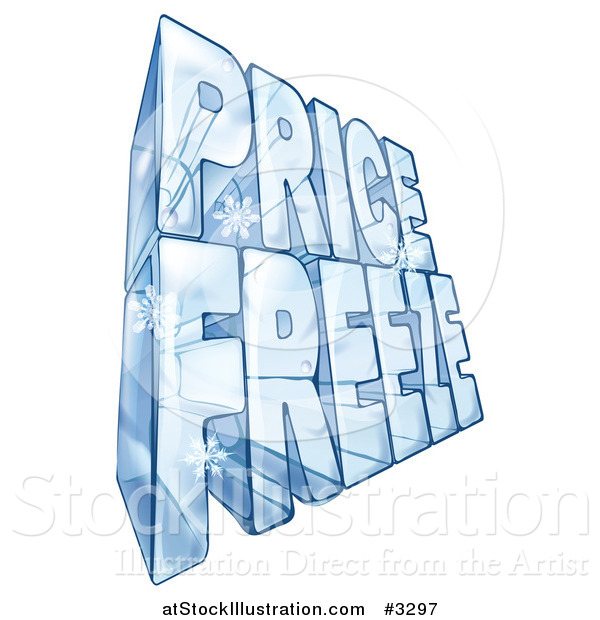 Vector Illustration of a 3d Frozen Price Freeze Text Block