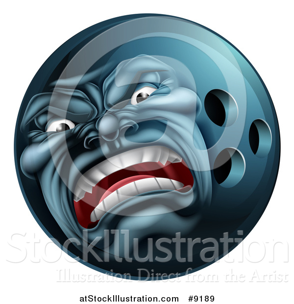 Vector Illustration of a 3d Furious Bowling Ball Mascot Character