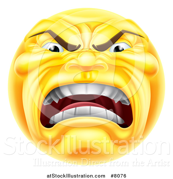 Vector Illustration of a 3d Furious Yellow Smiley Emoji Emoticon Face ...