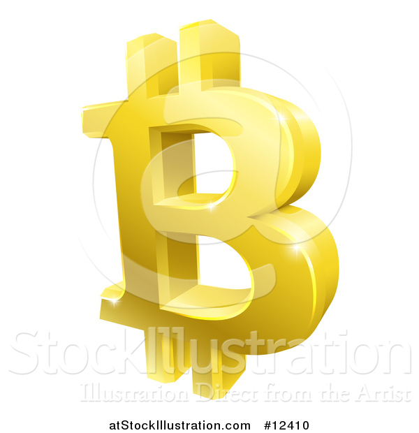 Vector Illustration of a 3d Gold Bitcoin Currency Symbol