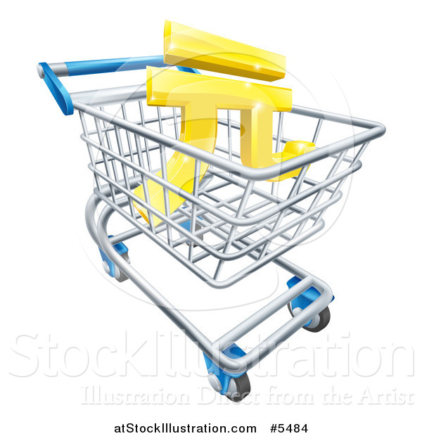 Vector Illustration of a 3d Gold Yuan Currency Symbol in a Shopping Cart