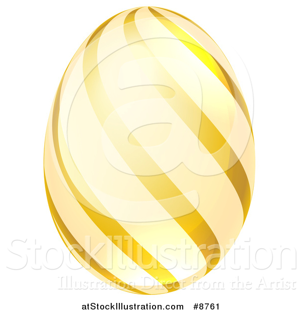 Vector Illustration of a 3d Golden Easter Egg with Stripes