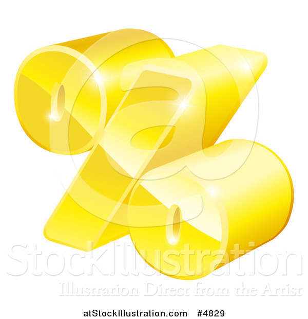 Vector Illustration of a 3d Golden Percent Symbol