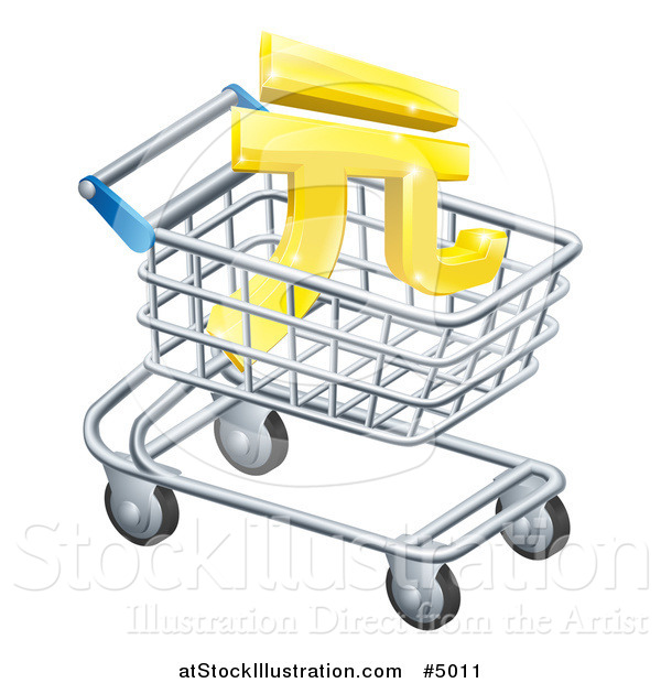 Vector Illustration of a 3d Golden Yuan Currency Symbol in a Shopping Cart