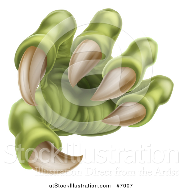Vector Illustration of a 3d Green Monster Claw with Sharp Talons