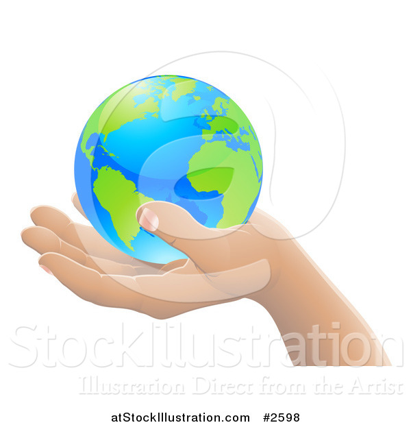 Vector Illustration of a 3d Hand Holding Earth Featuring the Atlantic