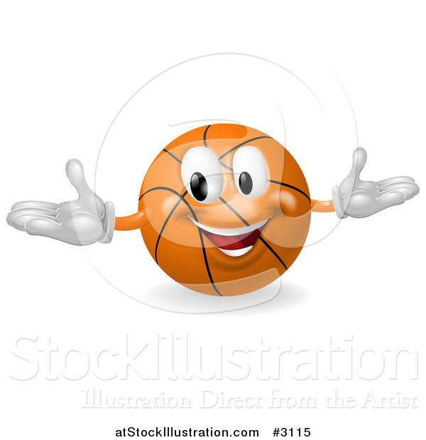 Vector Illustration of a 3d Happy Basketball Mascot