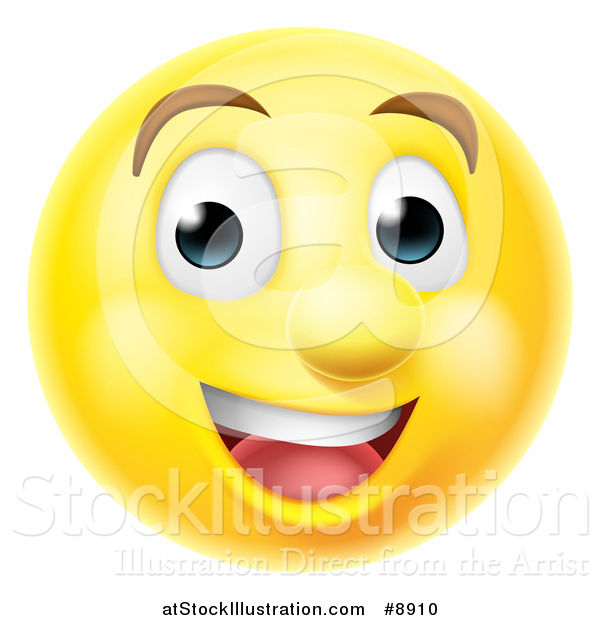 Vector Illustration of a 3d Happy Yellow Male Smiley Emoji Emoticon Face