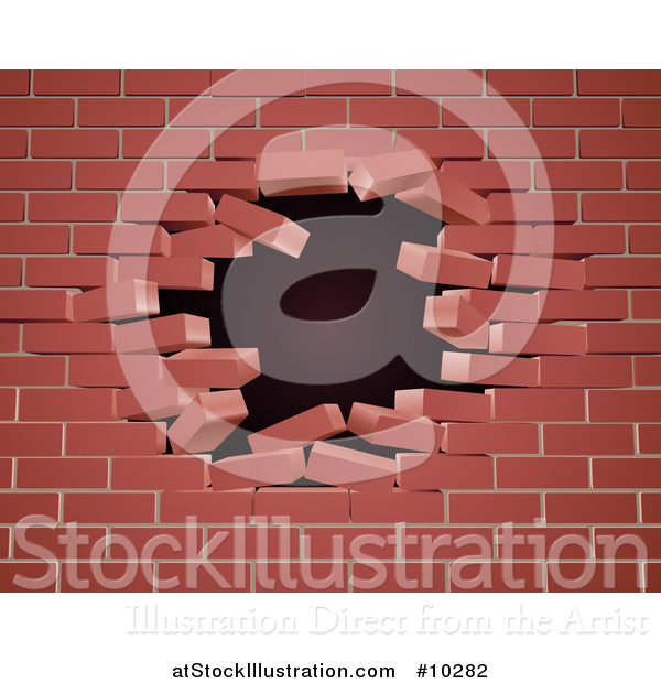 Vector Illustration of a 3d Hole in a Red Brick Wall