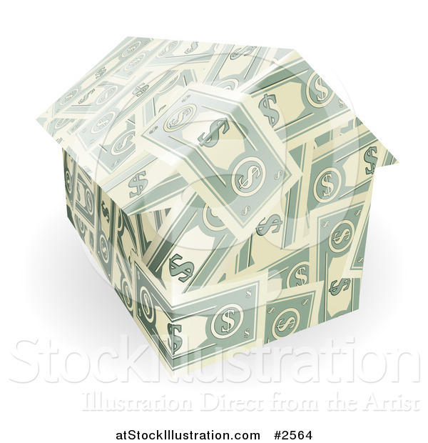 Vector Illustration of a 3d House Made of Dollar Bills