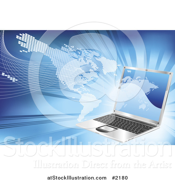 Vector Illustration of a 3d Laptop and American Atlas