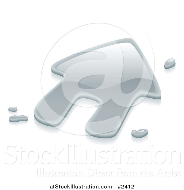 Vector Illustration of a 3d Liquid Silver House and Droplets