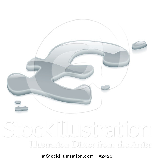 Vector Illustration of a 3d Liquid Silver Pound Sterling Symbol