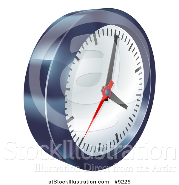 Vector Illustration of a 3d Metallic Wall Clock