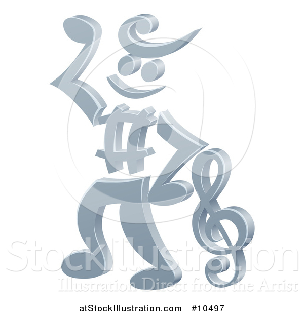 Vector Illustration of a 3d Music Note Man Mascot Dancing