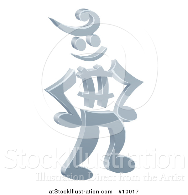 Vector Illustration of a 3d Music Note Man Mascot Standing with Hands on His Hips