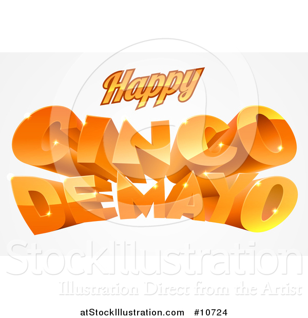 Vector Illustration of a 3d Orange Happy Cinco De Mayo Text Design