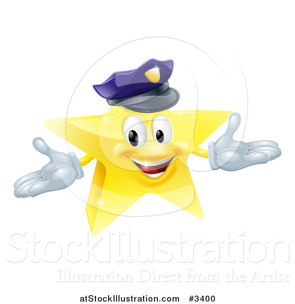 Vector Illustration of a 3d Police Star Mascot