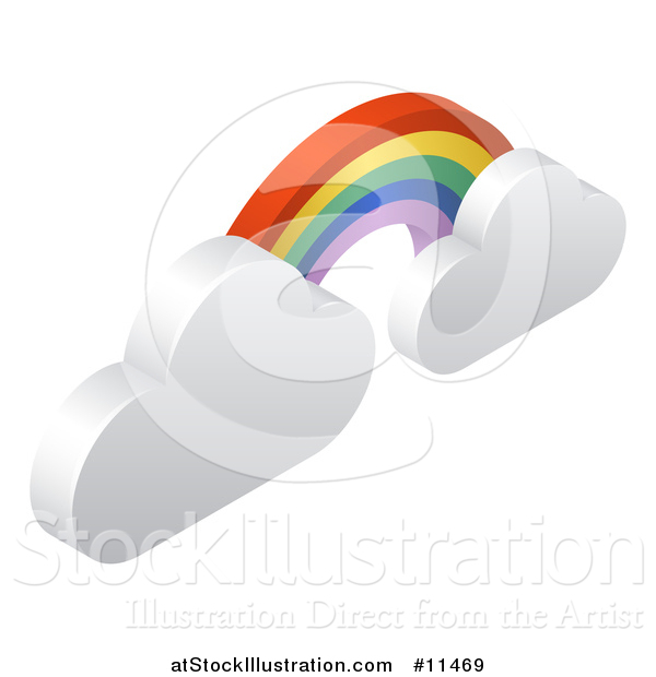 Vector Illustration of a 3d Rainbow Arch and Clouds Weather Icon