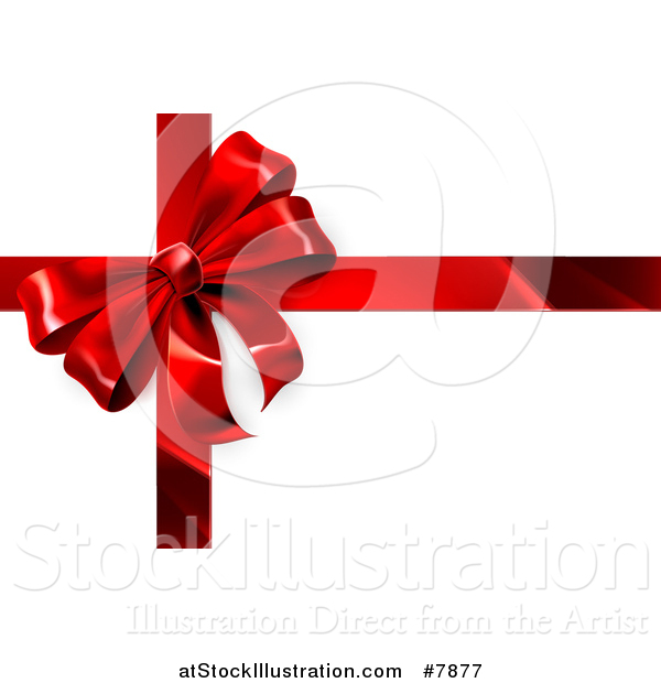 Vector Illustration of a 3d Red Christmas, Birthday or Other Holiday Gift Bow and Ribbon on Shaded White