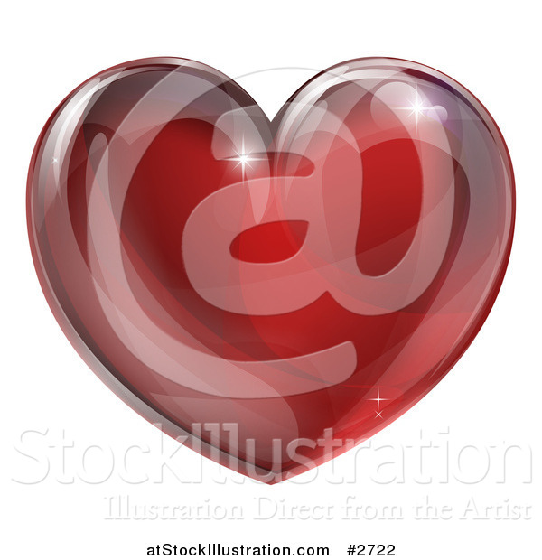 Vector Illustration of a 3d Red Glass Heart