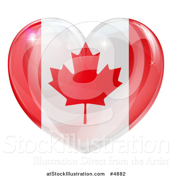 Vector Illustration of a 3d Reflective Canadian Flag Heart
