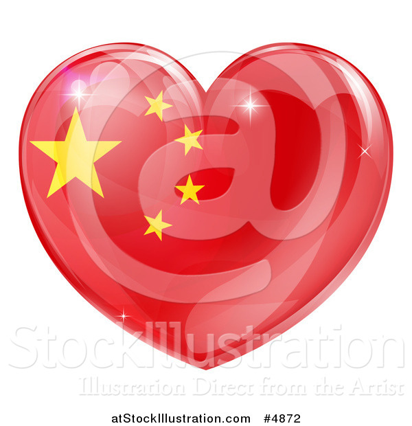 Vector Illustration of a 3d Reflective Chinese Flag Heart