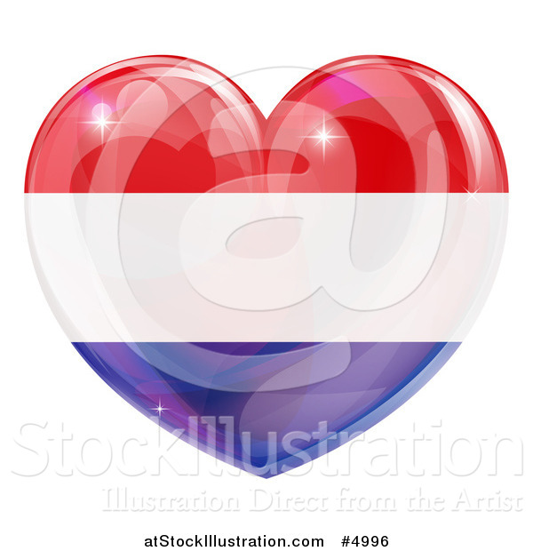 Vector Illustration of a 3d Reflective Netherlands Flag Heart