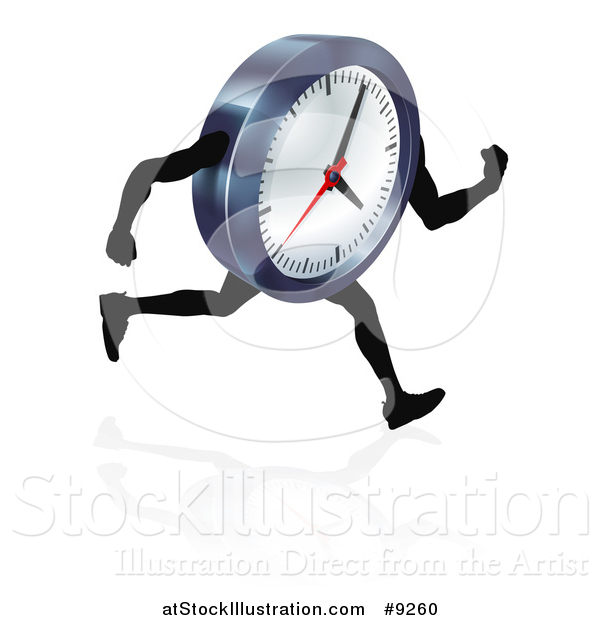 Vector Illustration of a 3d Running Wall Clock Character