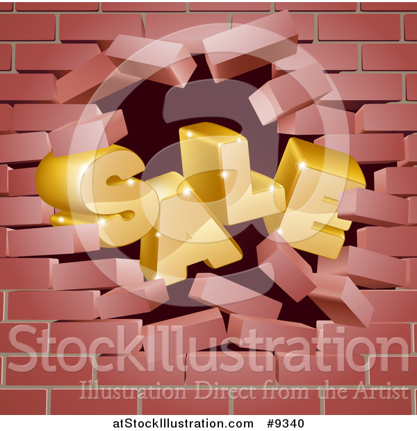 Vector Illustration of a 3d Sale Breaking down Wall