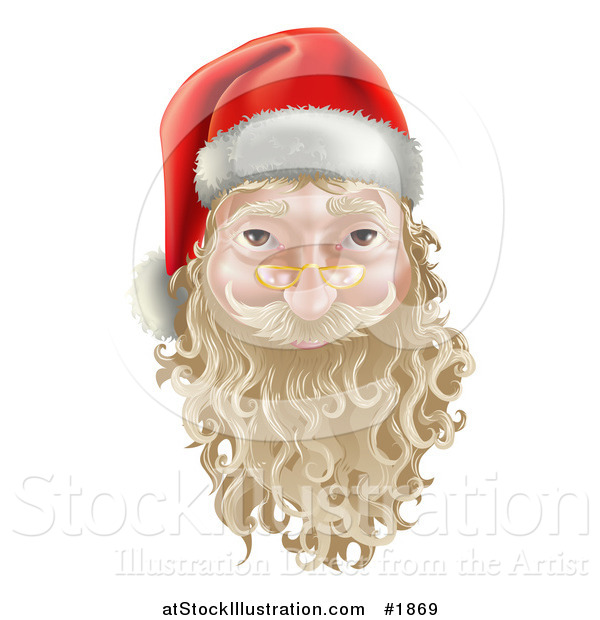 Vector Illustration of a 3d Santa Face Witha Blond Beard and Mustache