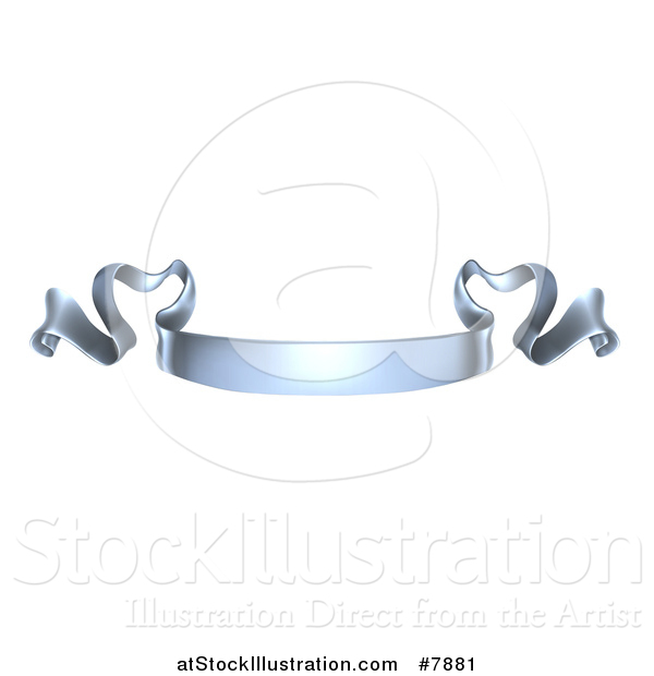 Vector Illustration of a 3d Shiny Silver Metal Scroll Ribbon Banner