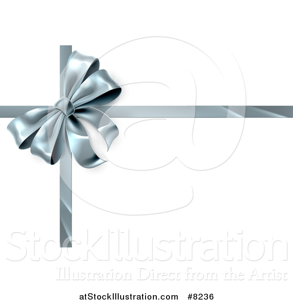 Vector Illustration of a 3d Silver Christmas, Birthday or Other Holiday Gift Bow and Ribbon on White