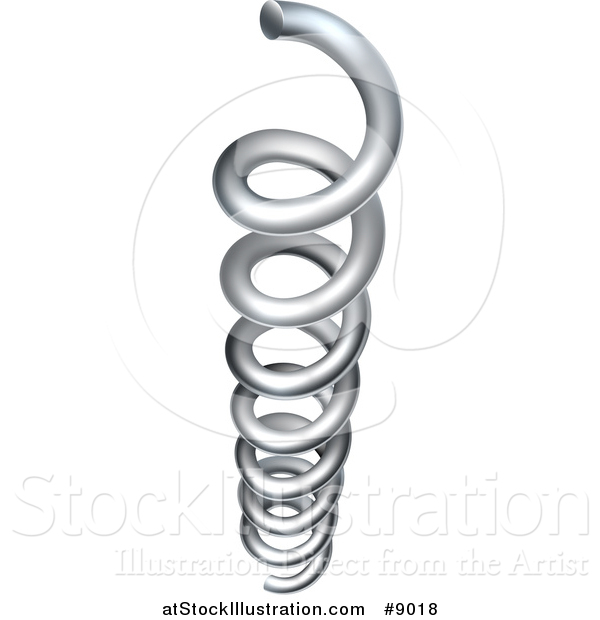 Vector Illustration of a 3d Silver Coil Spring