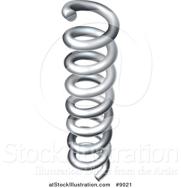 Vector Illustration of a 3d Silver Coil Spring