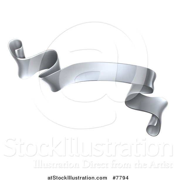 Vector Illustration of a 3d Silver Metal Scroll Ribbon Banner