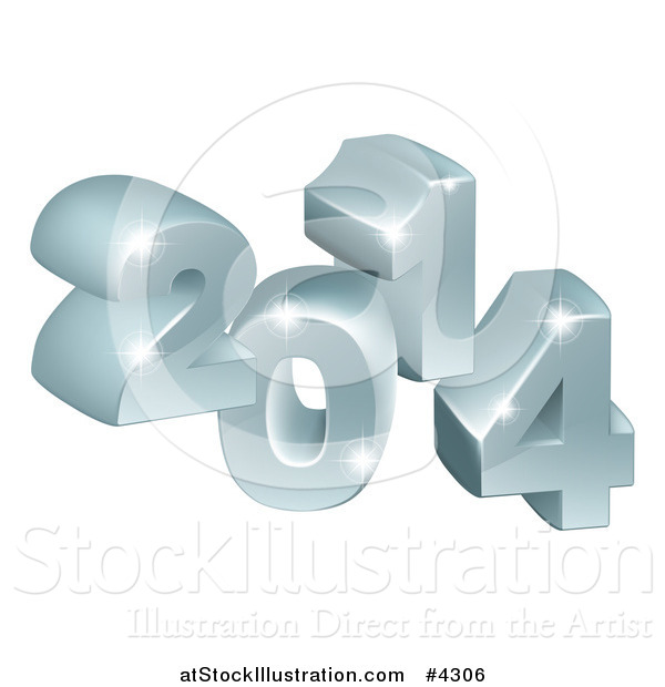 Vector Illustration of a 3d Silver Sparkly 2014