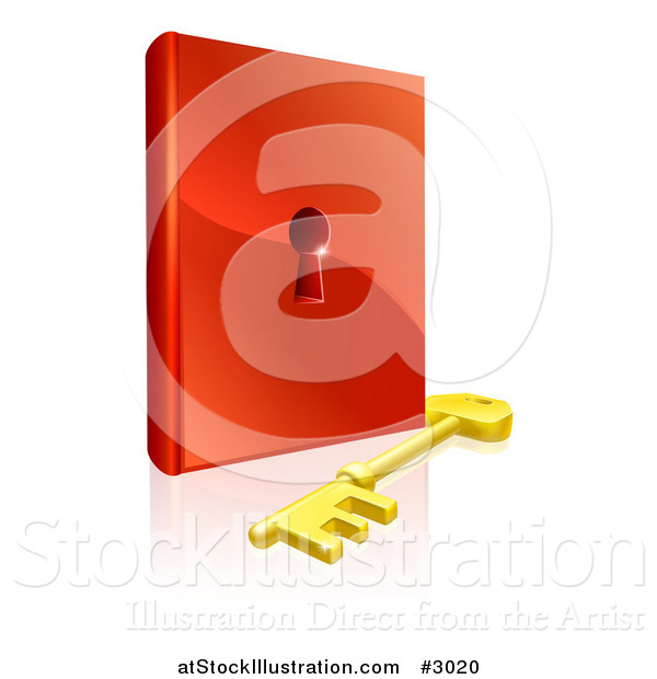 Vector Illustration of a 3d Skeleton Key and Padlock Book