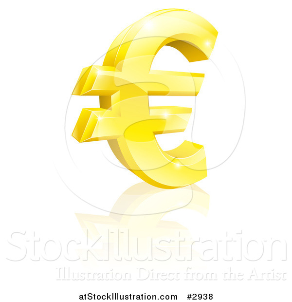 Vector Illustration of a 3d Sparkling Gold Euro Currency Symbol