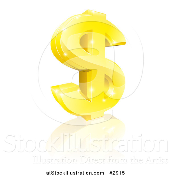 Vector Illustration of a 3d Sparkling Gold USD Dollar Currency Symbol