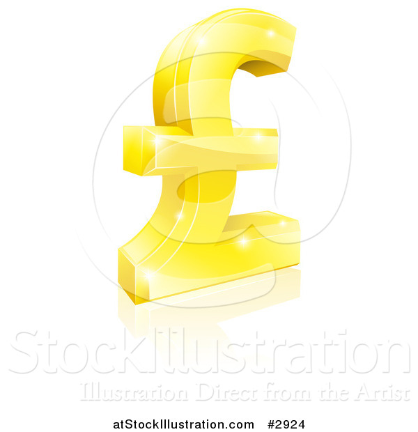 Vector Illustration of a 3d Sparkly Golden Pound Sterling Lira Symbol