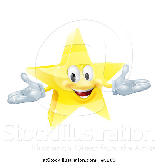 Vector Illustration of a 3d Star Mascot