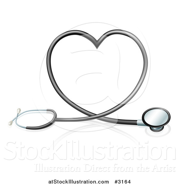 Vector Illustration of a 3d Stethoscope Forming a Heart