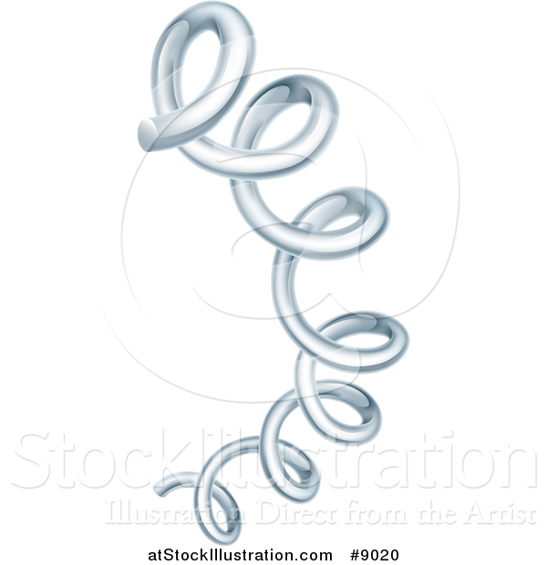 Vector Illustration of a 3d Stretching Silver Coil Spring