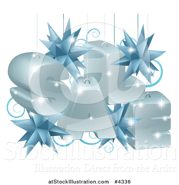 Vector Illustration of a 3d Suspended Christmas Sale with Star Baubles