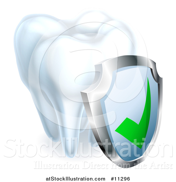 Vector Illustration of a 3d Tooth and Protective Dental Shield