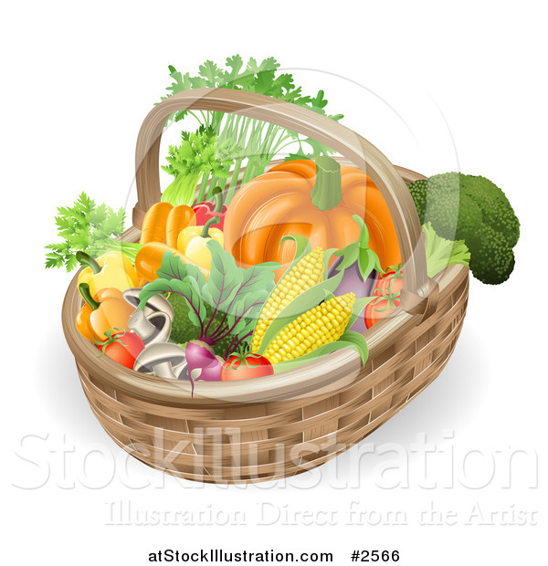 Vector Illustration of a 3d Veggie Packed Basket