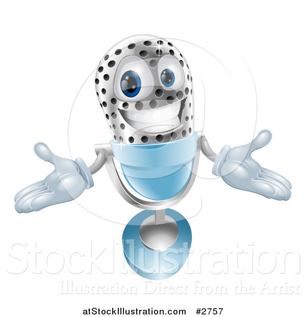 Vector Illustration of a 3d Welcoming Silver and Blue Microphone