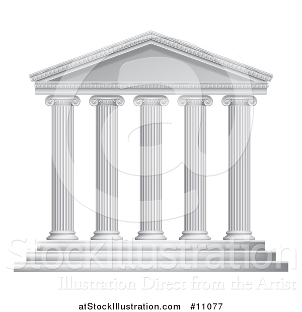 Vector Illustration of a 3d White Ancient Roman or Greek Temple with Pillars