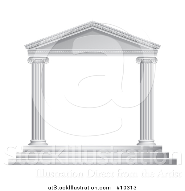 Vector Illustration of a 3d White Ancient Roman or Greek Temple with Pillars Frame